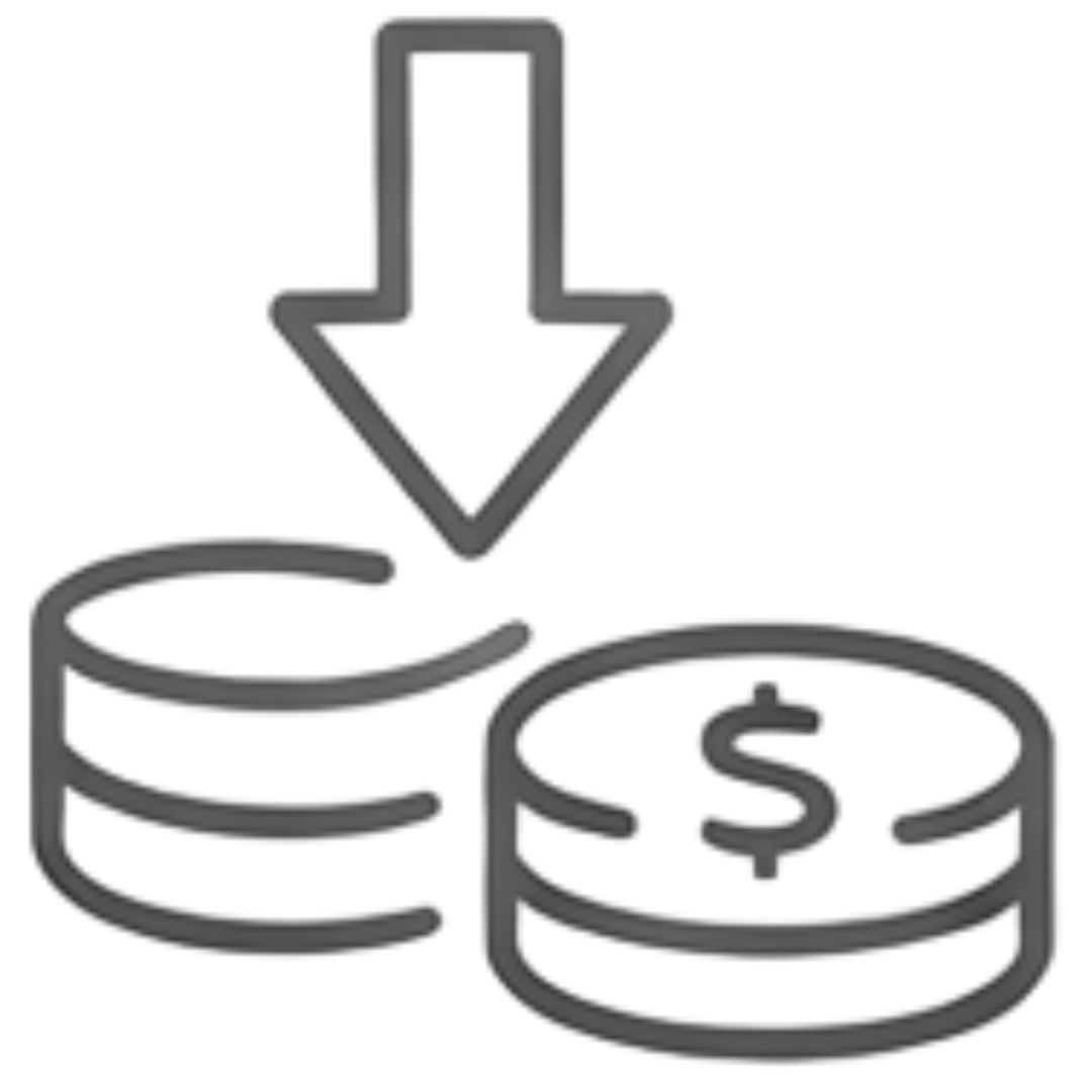 Costs icon representing lower operational spend.